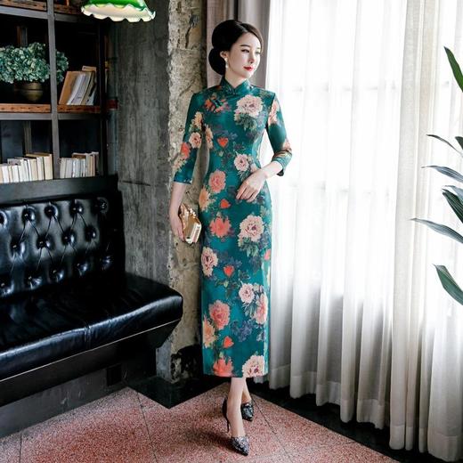 GSJ A83002优雅复古大码鹿皮绒旗袍 商品图0