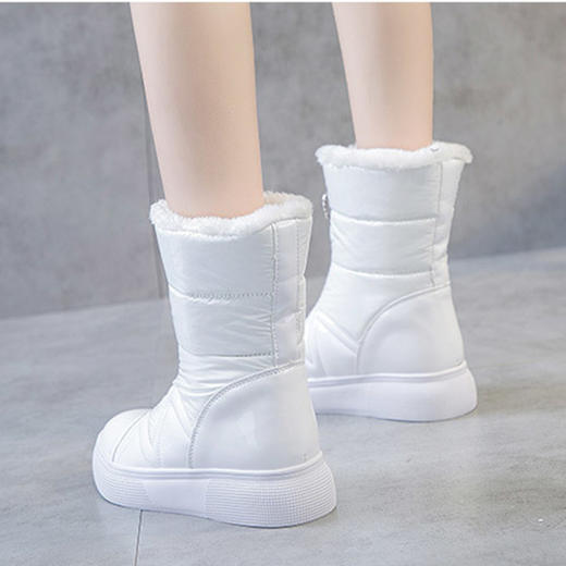 KLF-C6冬季新款百搭白色短筒中筒平底棉靴子 商品图2