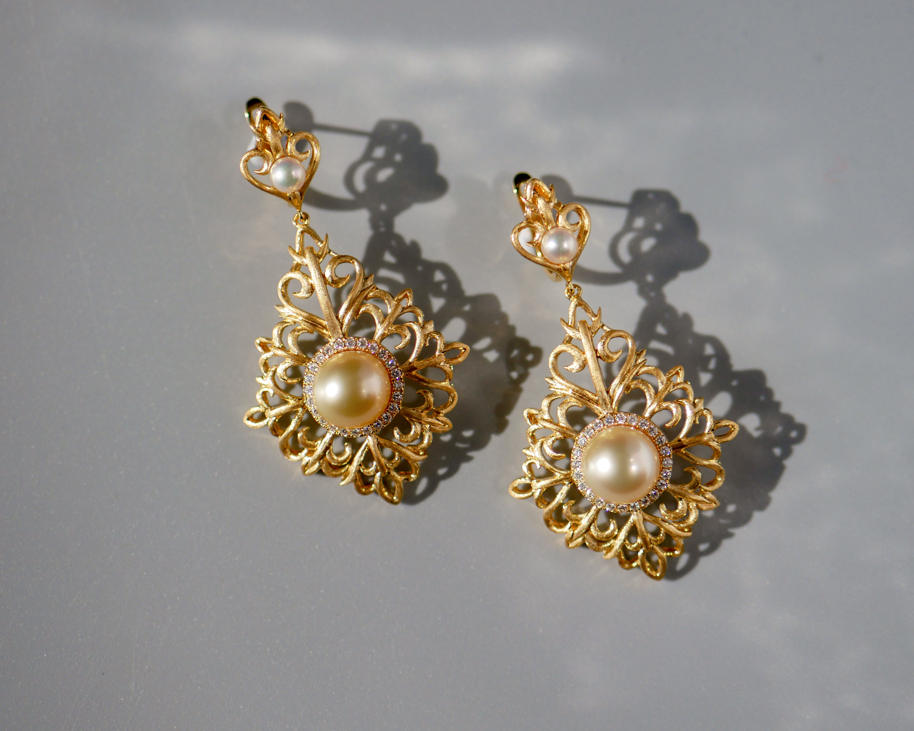 「天堂的凝望」金珠黄金耳环