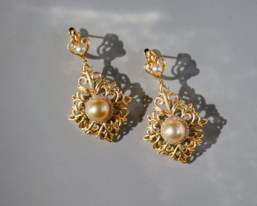 「天堂的凝望」金珠黄金耳环 商品图0