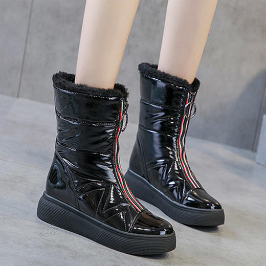 KLF-C6冬季新款百搭白色短筒中筒平底棉靴子 商品图3