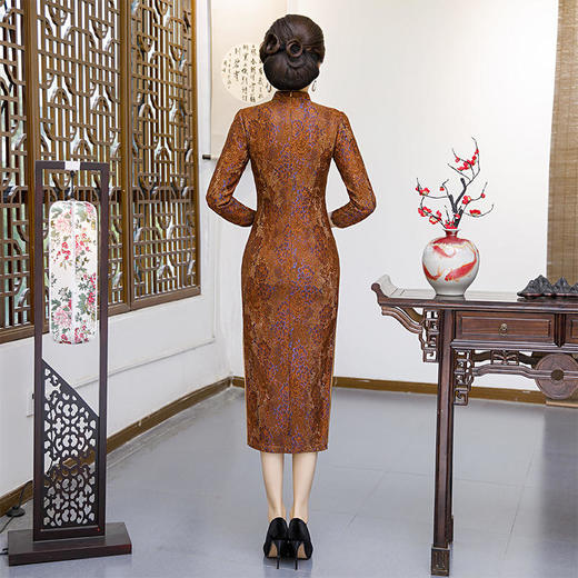 QQ 9298复古立领中式旗袍长款有里衬蕾丝旗袍 商品图1