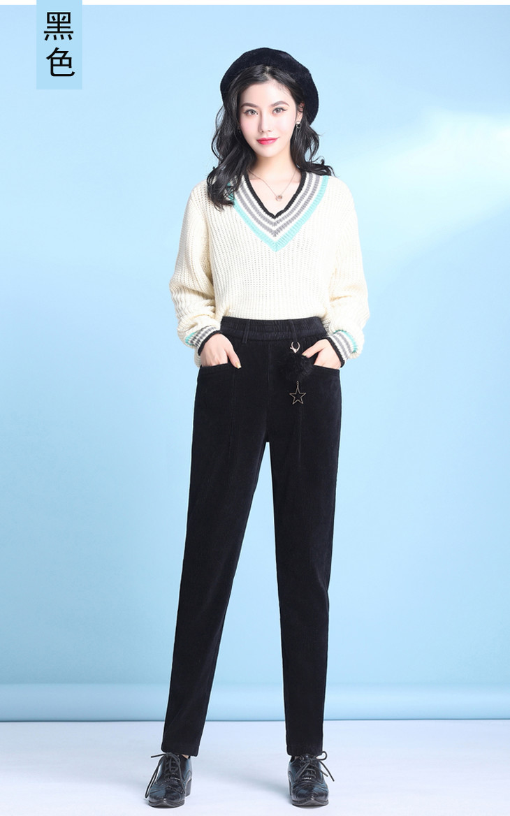 寒冰紫雨大码女装优质加绒加厚丝绒哈伦裤字减龄显瘦灯芯绒裤子aaa