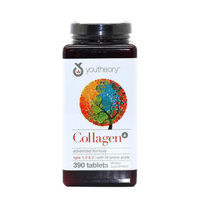 特价！Youtheory Collagen胶原蛋白片 含18种氨基酸+vc 美肤护发亮甲抗衰老 390片/瓶 温哥华直邮