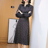 NYT-90226冬季新款时尚波点印花修身翻领气质优雅真丝连衣裙 商品缩略图0