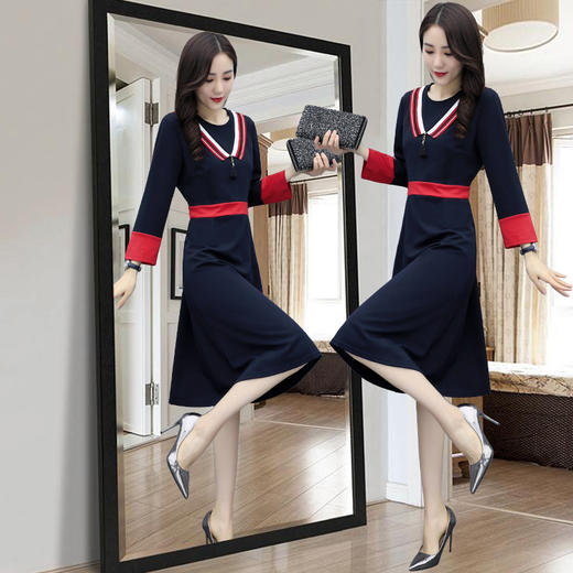 XP-XQ8698新款韩版收腰名媛女装裙TZF 商品图2