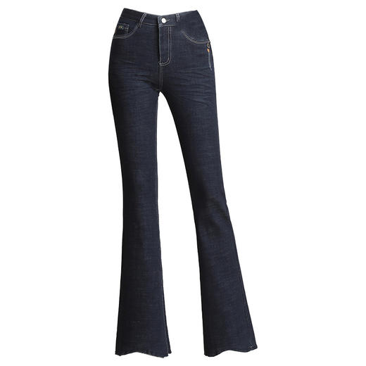 PX-NDLB6816新款加绒牛仔高腰修身休闲微喇叭裤TZF 商品图4