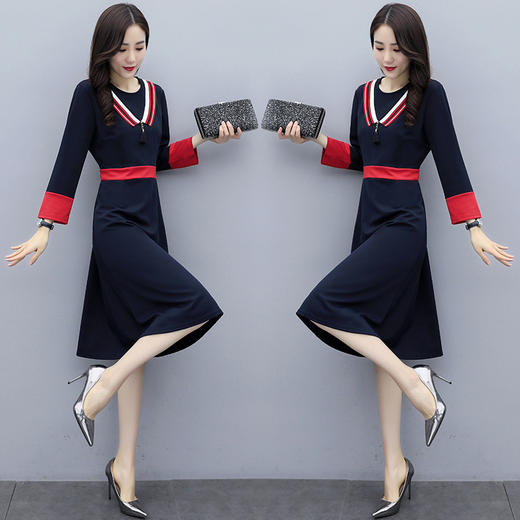 XP-XQ8698新款韩版收腰名媛女装裙TZF 商品图1