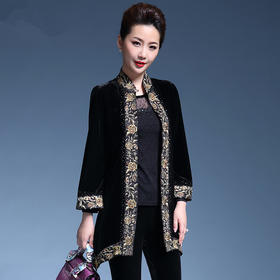 MY-5925秋冬新款金丝绒高档绣花外套