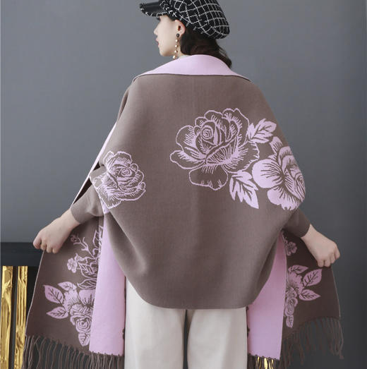 JPYM新款韩版保暖牡丹系列提花围脖披肩TZF 商品图3