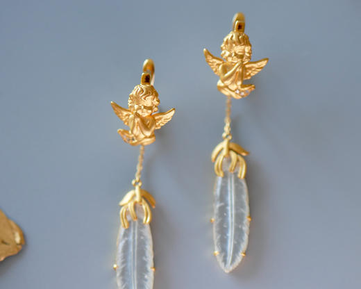 「天使的祈祷」天使白翡耳坠【定制款】 商品图1