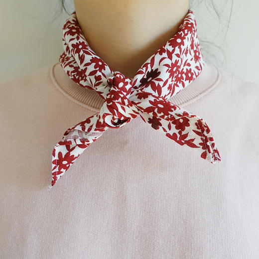 HUGOJIRO小方巾插画花枝红 商品图0