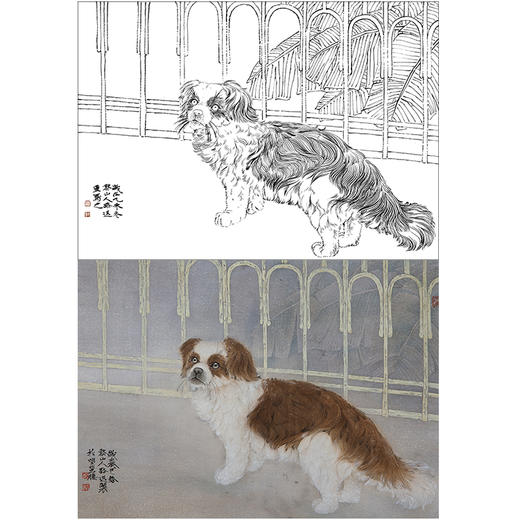 工笔动物白描底稿-郑路迅作品十二生肖-狗-斗方小品册页-LX11 商品图0