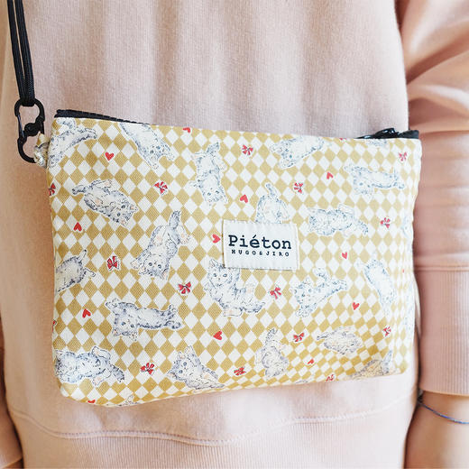 HUJI祤集pieton斜挎包插画爱心小猫咪黄 商品图3