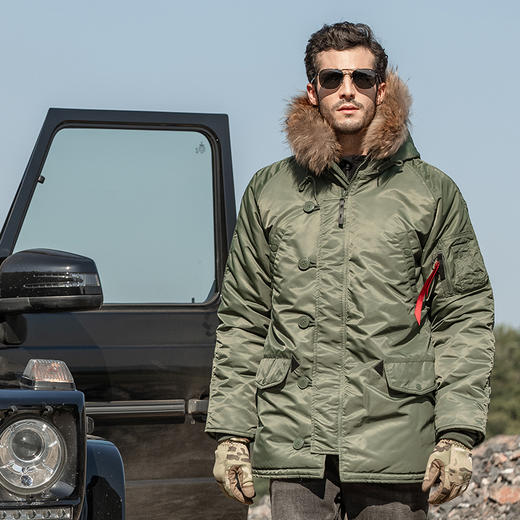 【防寒-3M新雪丽暖绒】二代N3B冬季保暖棉衣户外棉服外套真毛领连帽 商品图3