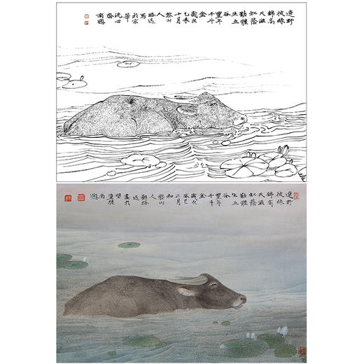 工笔动物白描底稿-郑路迅作品十二生肖-牛-斗方小品册页-LX02 商品图0