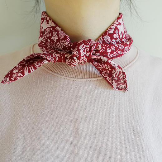 HUGOJIRO小方巾插画圣诞小鹿红 商品图0