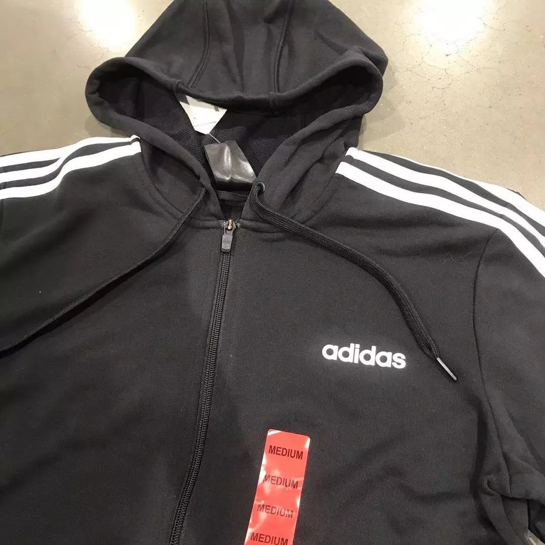 adidas/阿迪达斯男士拉链卫衣经典三条杠连帽运动外套