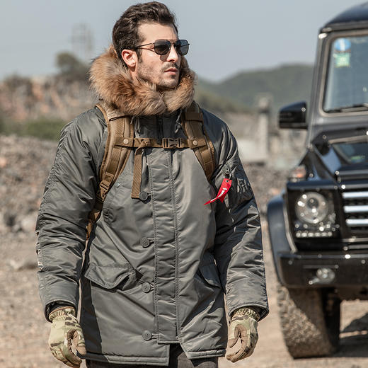 【防寒-3M新雪丽暖绒】二代N3B冬季保暖棉衣户外棉服外套真毛领连帽 商品图2