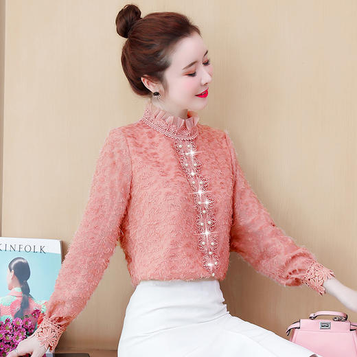 AHM-lgr1713秋冬新款加绒加厚蕾丝雪纺打底衫 商品图4