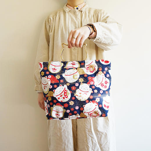 HUJI祤集猫头柄手提包风の花金扇招财猫 商品图1