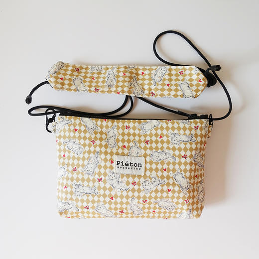 HUJI祤集pieton斜挎包插画爱心小猫咪黄 商品图4