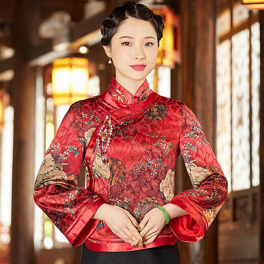 e2042玺玥真丝唐装上衣