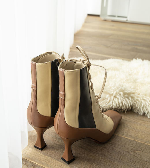 5折 土耳其 女士 方头牛皮吸烟靴 复古百搭出街不撞款噢 BZ736 商品图8