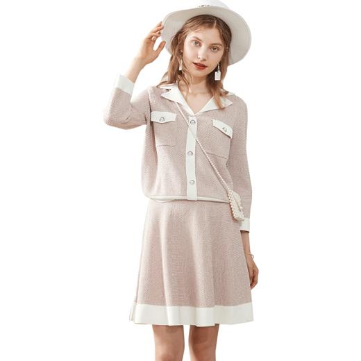 欧芮儿秋装新品两件套V领九分袖外套+半身裙时尚小香风套装 商品图4