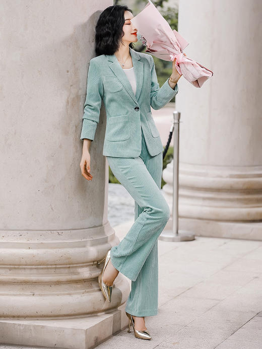 FH-1351B秋冬新款气质修身西装韩版灯芯绒工作服 商品图3