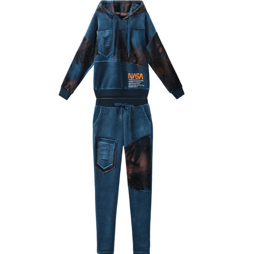 HPS-719秋冬新款时尚休闲运动服卫衣加绒加厚两件套 商品图4