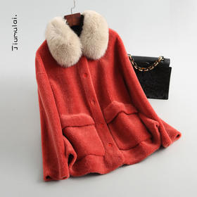 DX-9144冬季新款颗粒羊毛皮毛一体皮草外套