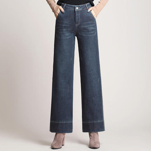 KP-NDLB6820冬季新款高腰加厚直筒宽松垂感显瘦胖MM长裤 商品图1