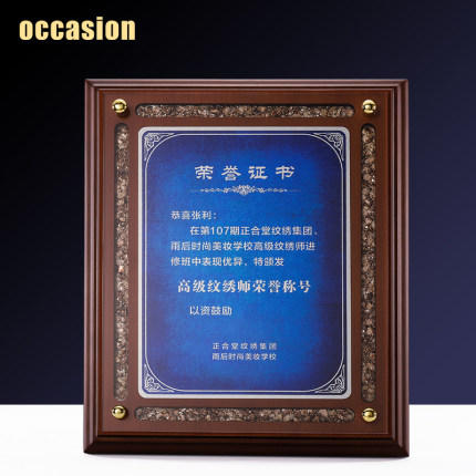 高档创意碎石纹奖牌定制授权牌定做荣誉证书经销商加盟木质牌匾 商品图1