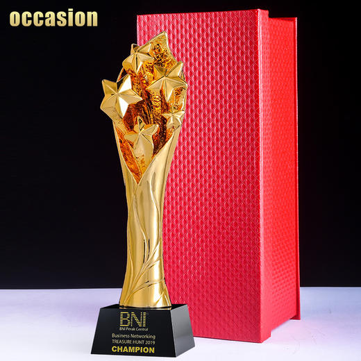 奖杯定制水晶定做创意树脂金属五角星荣誉年会优秀员工奖牌制作 商品图4