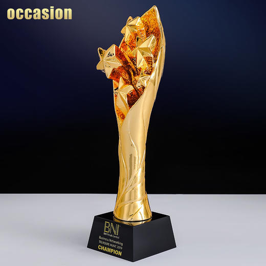 奖杯定制水晶定做创意树脂金属五角星荣誉年会优秀员工奖牌制作 商品图2