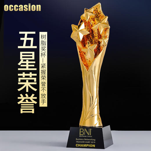 奖杯定制水晶定做创意树脂金属五角星荣誉年会优秀员工奖牌制作 商品图0