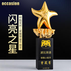 奖杯定制定做水晶五角星年会儿童创意高档优秀员工荣誉刻字制作