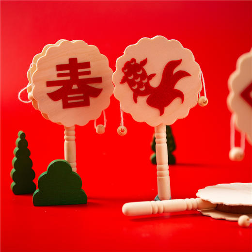 美可diy 新年diy手工木色拨浪鼓唐装幼儿园春节手工diy材料包 商品图4
