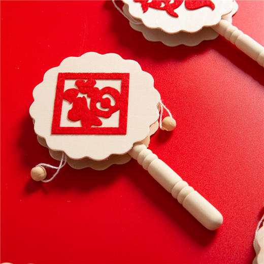 美可diy 新年diy手工木色拨浪鼓唐装幼儿园春节手工diy材料包 商品图3
