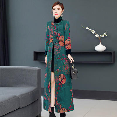 AHM 9083 新式旗袍式夹棉中国民族风女装加厚冬裙【正品】 商品图2