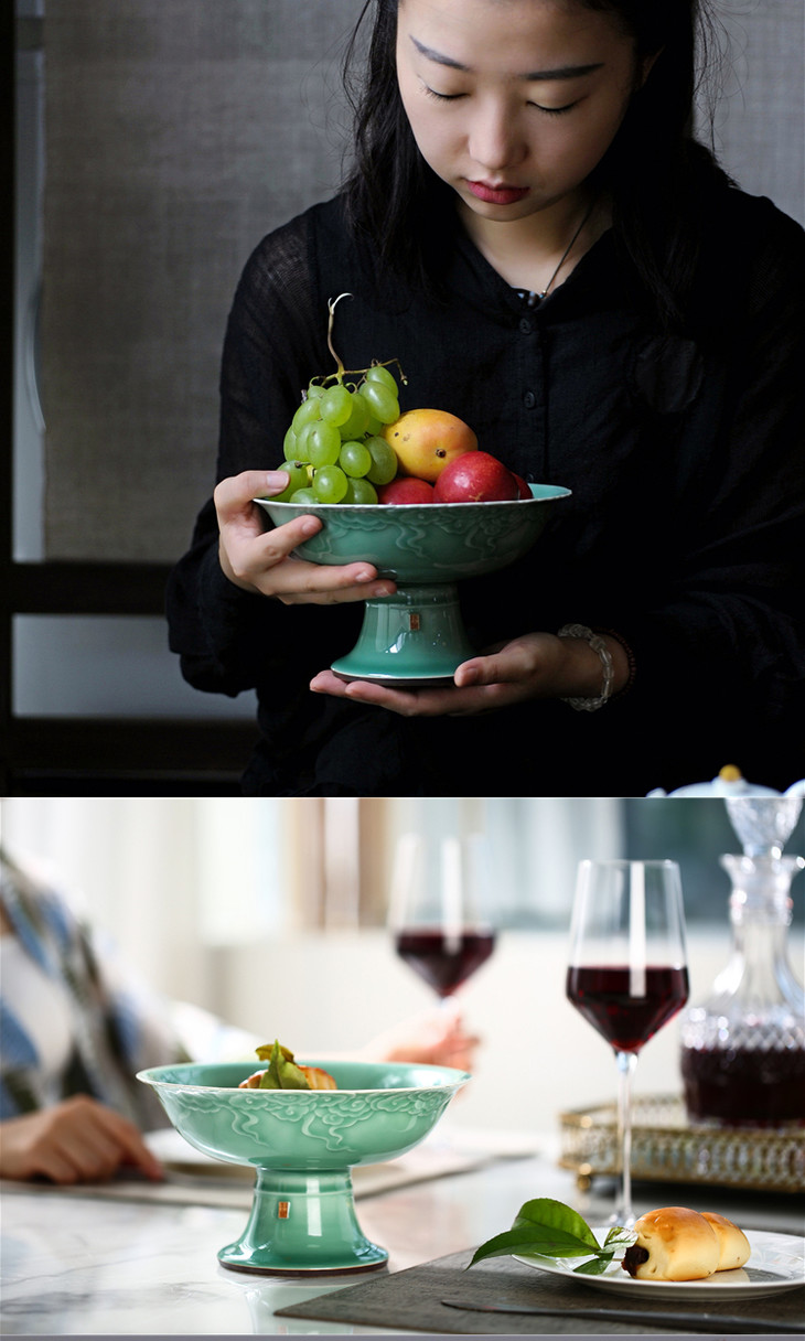 茶器 土人斋 祥云果盘 粉青釉