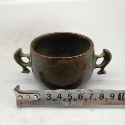 双耳老铜包浆铜香炉 商品图4