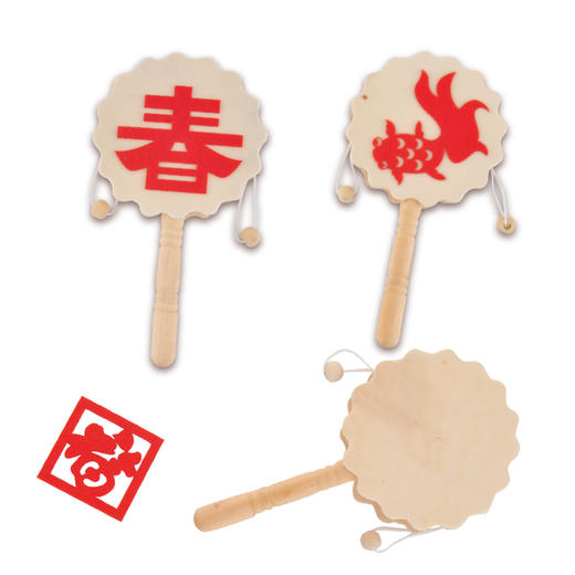 美可diy 新年diy手工木色拨浪鼓唐装幼儿园春节手工diy材料包 商品图5