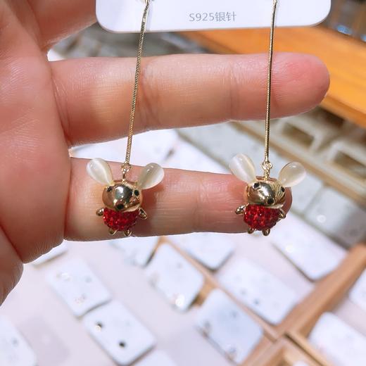 SY-072553鼠年本命年新年红色小老鼠耳环 商品图2