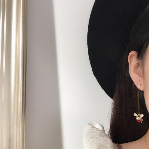 SY-072553鼠年本命年新年红色小老鼠耳环 商品图1