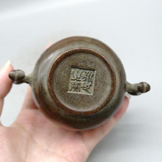 双耳老铜包浆铜香炉 商品图2