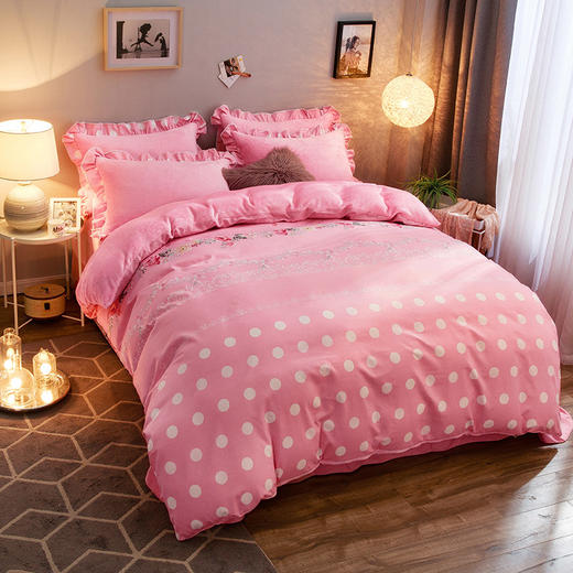 冬季保暖亲肤系列加厚a版水洗棉b版法兰绒四件套lk花无眠