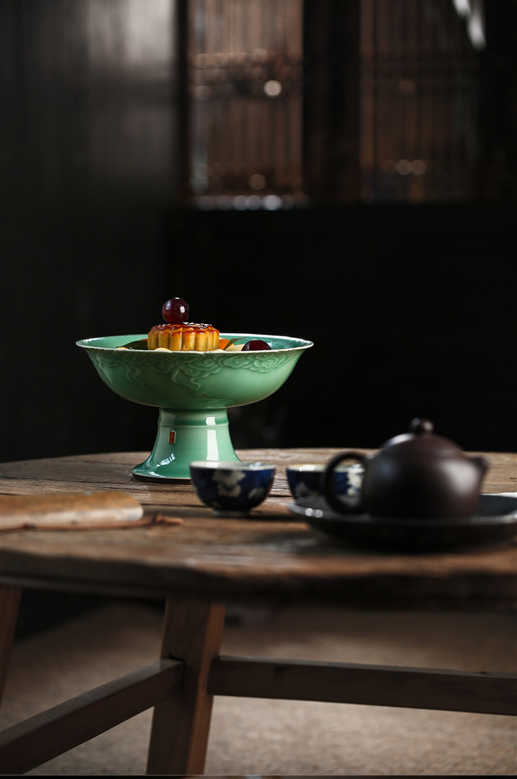 茶器 土人斋 祥云果盘 粉青釉