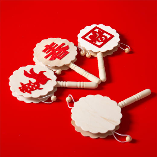 美可diy 新年diy手工木色拨浪鼓唐装幼儿园春节手工diy材料包 商品图1